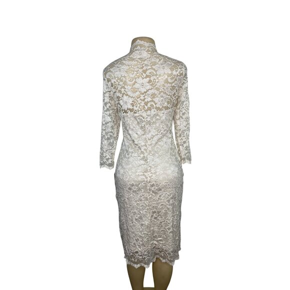 Frank Lyman Womens Ivory Lace Long Sleeve Sheath Dress Size S - Picture 3 of 7